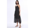 Women's Beach Boho Loose Dress,Polka Dot Strap Maxi Sleeveless Black Rayon Summer Low Rise Inelastic Opaque