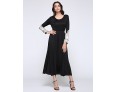 Women's Casual/Daily Simple Little Black / Swing Dress,Patchwork Round Neck Maxi Long Sleeve Black Polyester / Spandex Spring Mid Rise