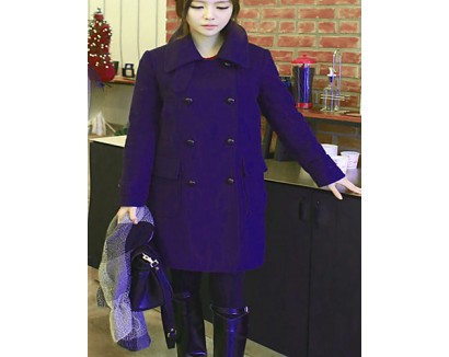 Women's Casual/Daily Simple Coat,Solid Notch Lapel Long Sleeve Winter Blue Polyester Medium