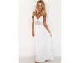 Women's Sexy / Simple Patchwork Chiffon Dress , Halter Maxi Polyester