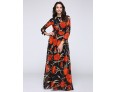 Women's Beach Trumpet/Mermaid Dress,Patchwork Stand Maxi Long Sleeve Orange Spandex Spring