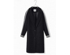 Women's Casual/Daily Street chic Coat,Solid Peter Pan Collar Long Sleeve Fall / Winter Black Wool Thick