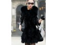 Women's Winter Fox Fur Leather Coat