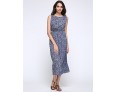 Women's Casual/Daily / Holiday / Plus Size Boho Chiffon / Swing Dress,Print Round Neck Midi Sleeveless Blue Polyester Summer High Rise