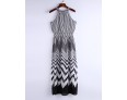 Women's Black & White Stripes Sexy Sleeveless Maxi Dress