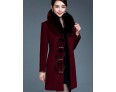 Women's Plus Size / Casual/Daily Simple Coat,Solid Round Neck Long Sleeve Winter Red / Black Wool / Faux Fur Thick