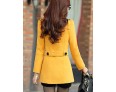 Women's Vintage Coat,Solid Shirt Collar Long Sleeve Winter Blue / Red / Yellow Wool / Cotton / Others Thick