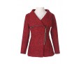 Women's Coat,Solid Long Sleeve Winter Red / Gray Wool / Others Thick