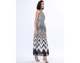 Women's Black & White Stripes Sexy Sleeveless Maxi Dress