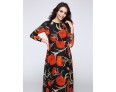 Women's Beach Trumpet/Mermaid Dress,Patchwork Stand Maxi Long Sleeve Orange Spandex Spring