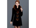 Women's Plus Size / Casual/Daily Simple Coat,Solid Round Neck Long Sleeve Winter Red / Black Wool / Faux Fur Thick