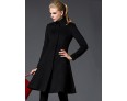 Women's Going out Sophisticated Coat,Solid Stand Long Sleeve Winter Red / Black Wool Medium