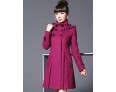 Women's Coat,Solid Long Sleeve Winter Blue / Pink / Black / Gray Wool / Cotton / Others Thick