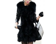 Women's Winter Fox Fur Leather Coat