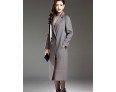 Women's Plus Size Street chic CoatPrint Notch Lapel Long Sleeve Fall / Winter Red / Black / Gray Wool / Polyester Thick