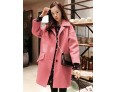 Women's Casual/Daily Simple Coat,Solid Shirt Collar Long Sleeve Winter Blue / Pink / Yellow Wool Thick