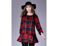 Women's Casual/Daily Street chic CoatPlaid Round Neck Long Sleeve Fall / Winter Red / Black / Green Wool Medium