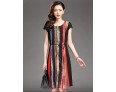 Women's Street chic Striped Plus Size / Swing Dress,Round Neck Knee-length Polyester