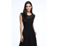 Women's Beach Lace / Skater Dress,Solid Round Neck Maxi Sleeveless Blue / Black Acrylic Spring