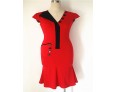 Women's Vintage V Neck Button Dress , Cotton Blends Red Bodycon/Casual/Party/Work