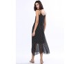 Women's Beach Boho Loose Dress,Polka Dot Strap Maxi Sleeveless Black Rayon Summer Low Rise Inelastic Opaque