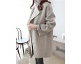 Women's Casual/Daily Simple CoatSolid Round Neck Long Sleeve Winter Gray Wool Thick