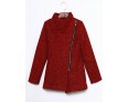 Women's Casual/Daily Simple Coat,Print Shirt Collar Long Sleeve Winter Red / Gray Wool Thick