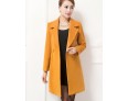 Women's Coat,Solid / Patchwork Peaked Lapel Long Sleeve Winter Blue / Black / Yellow Wool / Others Thick