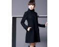 Women's Coat,Solid Long Sleeve Winter Blue / Pink / Black / Gray Wool / Cotton / Others Thick