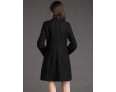 Women‘s Going out Sophisticated CoatSolid Turtleneck Long Sleeve Winter Black Rayon