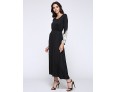 Women's Casual/Daily Simple Little Black / Swing Dress,Patchwork Round Neck Maxi Long Sleeve Black Polyester / Spandex Spring Mid Rise