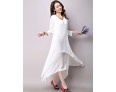 Women's Casual / Day Solid Loose / Swing Dress ,False Two Literature and ArtV Neck Maxi Cotton / Linen