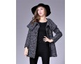 Women's Casual/Daily Street chic CoatSolid Shirt Collar Long Sleeve Fall / Winter Black / Gray Wool Medium