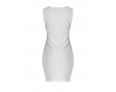 Women's Plus Size White Round Neck Midi Dress, Cotton Blends Knee-length Sleeveless