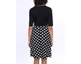 Women's Casual/Daily Plus Size Dress,Solid / Polka Dot V Neck Knee-length ? Length Sleeve Black Polyester Fall