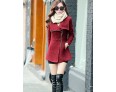 Women's Coat,Solid Long Sleeve Winter Red / Gray Wool / Others Thick