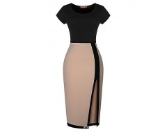 Women's Short Sleeve Splicing Bodycon Dress