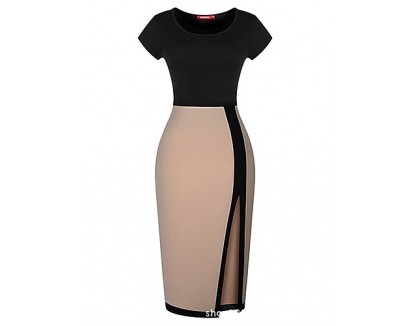 Women's Short Sleeve Splicing Bodycon Dress