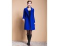 Women's Solid Blue / Black / Yellow Casual Loose Long Woolen Overcoat , Work / Plus Sizes Long Sleeve Wool