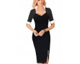 Women's Vintage/Sexy/Cute/Party/Work Micro-elastic Short Sleeve Knee-length Dress (Cotton Blends)