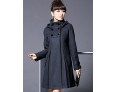 Women's Coat,Solid Long Sleeve Winter Blue / Pink / Black / Gray Wool / Cotton / Others Thick