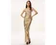 Women's Sexy Sequins Gold Strapless Maxi Dress