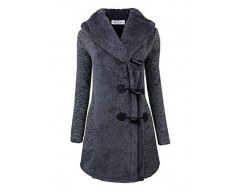 Women's Going out / Casual/Daily /Street chic / Chinoiserie Coat,Solid V Neck Long Sleeve Winter Blue BN0889