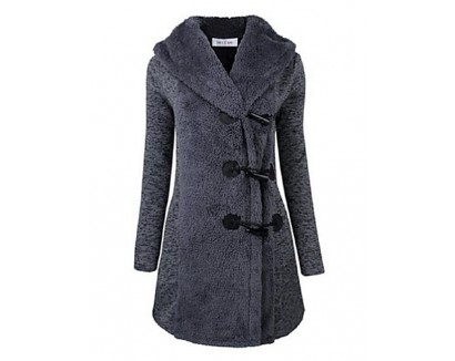 Women's Going out / Casual/Daily /Street chic / Chinoiserie Coat,Solid V Neck Long Sleeve Winter Blue BN0889