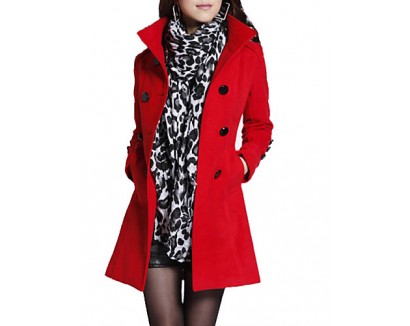 Women's Vintage/Work Thick Long Sleeve Long Coat (Cotton/Wool Blends)