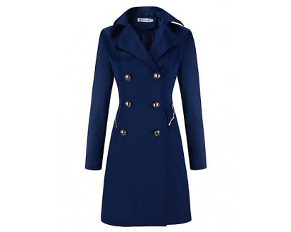 Women's Casual/Daily Sophisticated Coat,Solid Peaked Lapel Long Sleeve Winter Blue / Beige / Black Others Thick