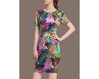 Women's Vintage Party Micro Elastic Sleeveless Knee-length Dress (Satin)