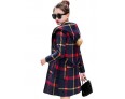 Women's Going out Cute Preppy Style Coat,Plaid Hooded Long Sleeve Winter Blue