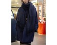 Women's Casual/Daily Simple Coat,Solid Round Neck Long Sleeve Fall / Winter Blue / White Wool Thick