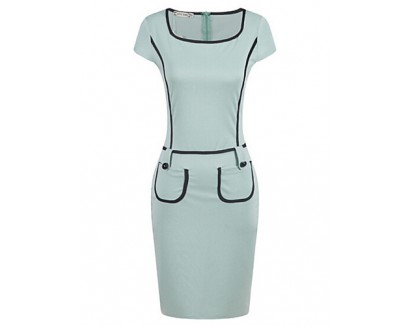 Women's Work / Casual / Day Patchwork Sheath Dress , Round Neck Knee-length Polyester